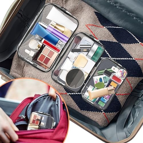 AURUZA 4 Pack Clear Toiletry Bag,Portable Travel Makeup Bags with Zipper, TSA Approved Clear Organizer Bags, PVC Cosmetic Pouch for Airport Airline Compliant - Image 7