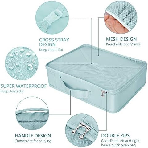 Packing Cubes 8 Sets Travel Luggage Organizers Include Waterproof Shoe Storage Bag Convenient Packing Pouches for Traveller (Blue grey) - Image 2