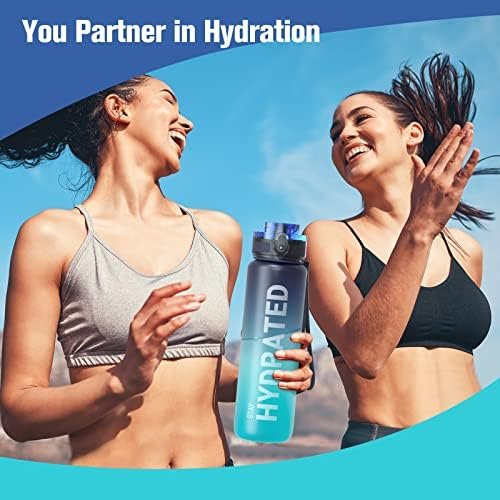Sahara Sailor Water Bottles, 32oz Motivational Sports Water Bottle with Time Marker - Times to Drink - Tritan, BPA Free, Wide Mouth Leakproof, Fast Flow Technology with Clean Brush (1 Bottle) - Image 7