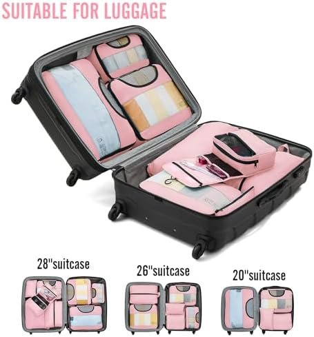 Veken 8 Set Packing Cubes for Suitcases, Travel Essentials for Carry on, Luggage Organizer Bags Set for Travel Accessories in 4 Sizes(Extra Large, Large, Medium, Small), Pink - Image 6