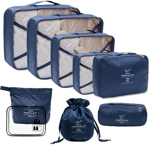 Packing Cubes for Travel - 9 Piece Set, Lightweight Travel Organizer Bags for Luggage, Suitcase Organizer Bags Set for Travel Accessories