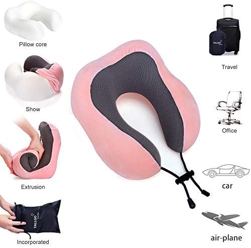 Travel Pillow, Best Memory Foam Neck Pillow Head Support Soft Pillow for Sleeping Rest, Airplane Car & Home Use (Pink) - Image 5