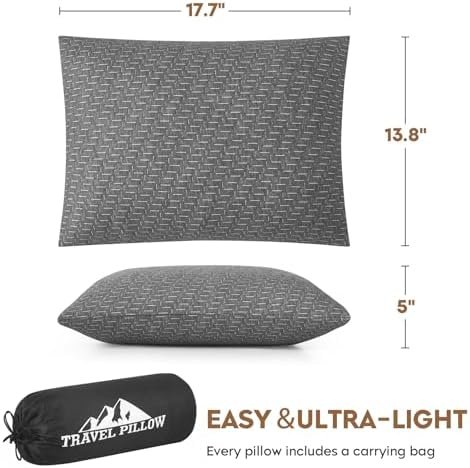 Camping Pillow Travel Pillow Small Shredded Memory Foam Pillow - Compressible Medium Firm, Breathable Cover, Ideal Backpacking Hiking, Airplane and Car - Image 3
