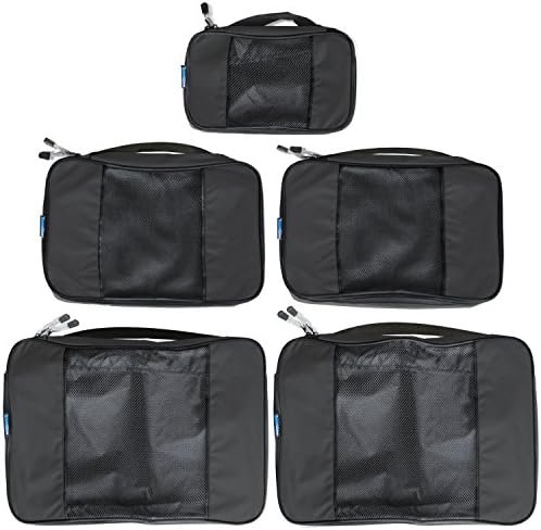 TravelWise Packing Cube System - Durable 5 Piece Weekender Plus Set (Black) - Image 4
