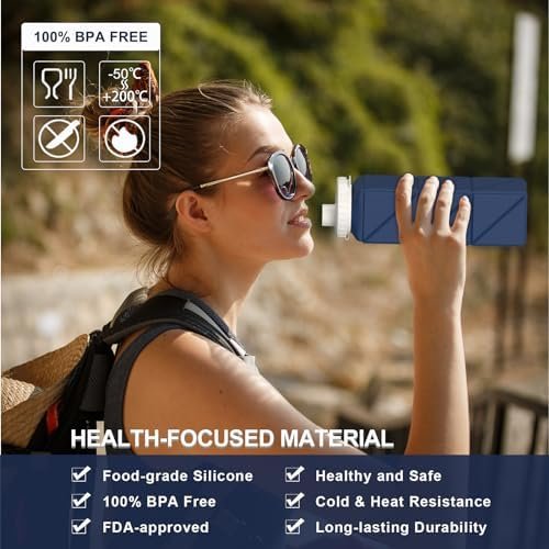 Collapsible Water Bottles, Silicone Foldable Portable Water Bottle 610ml, Lightweight Reusable Leakproof for Travel Camping Hiking Cycling Yoga Sports Outdoor School Office Gym - Image 2