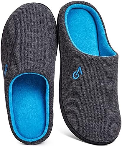 VeraCosy Men's Two-Tone Memory Foam House Slippers Indoor Outdoor Durable Rubber Sole