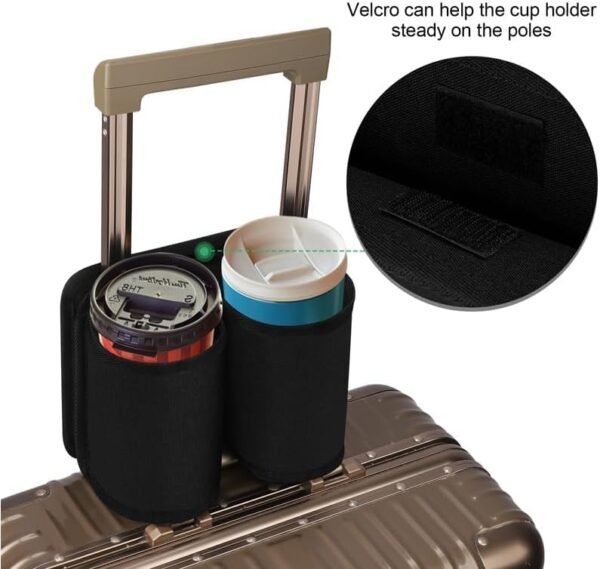 Accmor Luggage Travel Cup Holder,Universal Suitcase Cup Holder, Free Hands Suitcase Drinks Beverage Holder, Luggage Cup Caddy Gifts for Travelers Flight Attendants - Image 3