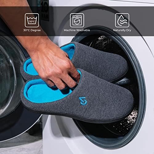 VeraCosy Men's Two-Tone Memory Foam House Slippers Indoor Outdoor Durable Rubber Sole - Image 7