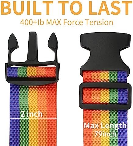 BILIONE 4 Pack Luggage Straps 79" Long Belts Keep Suitcase Secure While Traveling, TSA Approved Add a Bag Premium Accessory for Travel Bag Closure (Blue+Orange+Rose Pink+Green) - Image 6