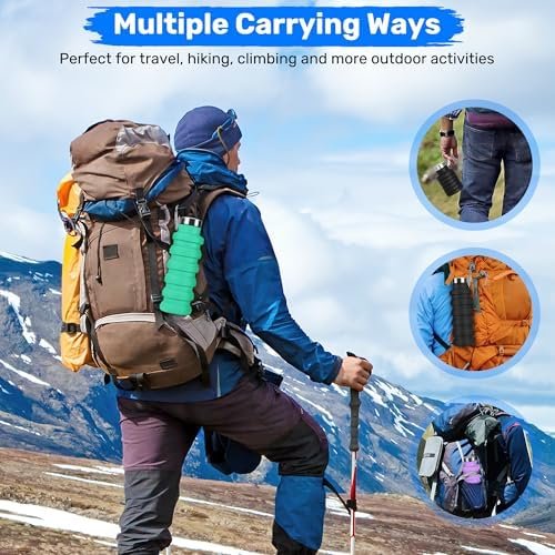 Collapsible Water Bottles, Reuseable BPA Free Silicone Foldable Water Bottle 16oz, Lightweight Leakproof Portable Travel Water Bottles for Traveling Camping Hiking Sports(Pink) - Image 5
