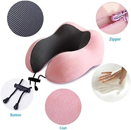 Travel Pillow, Best Memory Foam Neck Pillow Head Support Soft Pillow for Sleeping Rest, Airplane Car & Home Use (Pink) - Image 7