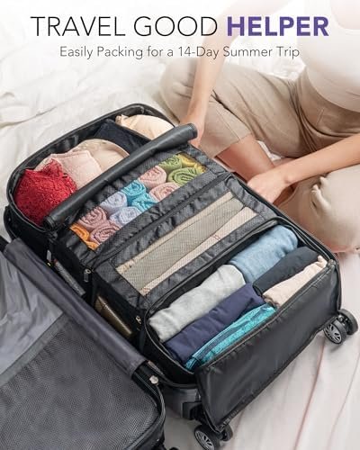 Suitcase Organizer, Travel Luggage Organizer Hanging Shelves Packing Cube Organizer Closet/Collapsible Portable Travel Organizer for Carry-on - Image 5