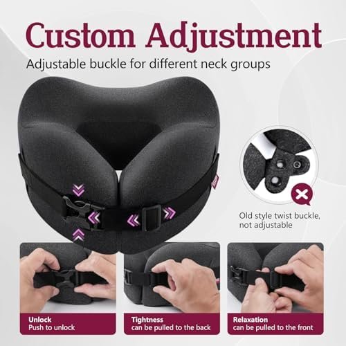 Travel Pillow Vac Compressed Memory Foam Neck Pillow Airplane,Soft and Compatible,Neck Support,Washable,Airplanes Travel Essentials Accessories for Office,Flight,Cars Breaks Sleeping(Black) - Image 7