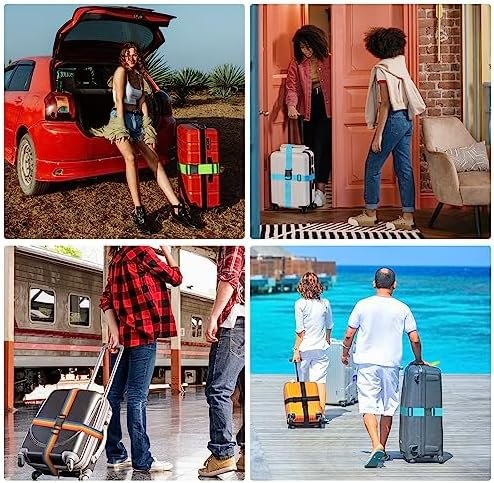 BILIONE 4 Pack Luggage Straps 79" Long Belts Keep Suitcase Secure While Traveling, TSA Approved Add a Bag Premium Accessory for Travel Bag Closure (Blue+Orange+Rose Pink+Green) - Image 4